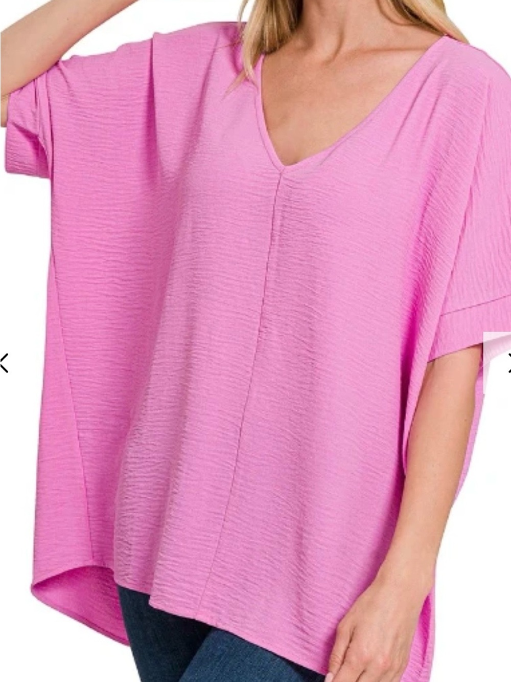 Zenana Outfitters Bubblegum Pink V-Neck Textured Tunic